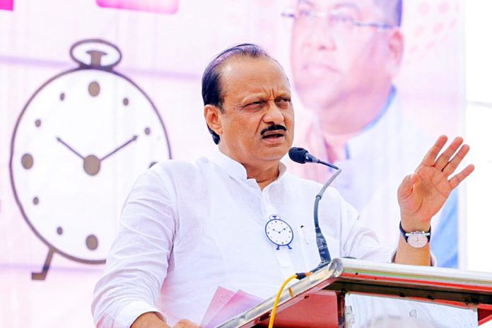 Ajit Pawar addresses a public meeting for the Maharashtra Assembly election